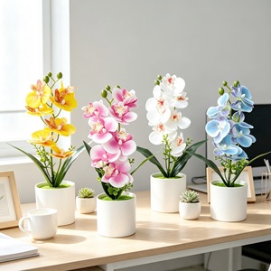 Orquídea Phalaenopsis Artificial Paulon, Bonsái de 7 Flores Amarillas y Blancas en Maceta, Decoración de Interiores, Adorno para Sala de Estar - Product Image 5