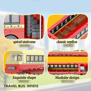 991015 Autobús Turístico Rojo de Dos Pisos, Modelo 1:24, Juguete de Construcción de Plástico, Set de Bloques de Construcción de 642 Piezas, Adorno para Armar DIY - Product Image 5