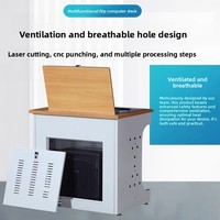 Bureau d'ordinateur commercial double en acier pour salle de classe et usage scolaire, design rabattable avec moniteur dissimulé, moderne et simple