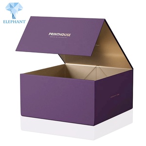Custom Purple Glod Wedding Invitations Magnetic Lid Folding Gift Luxury Box