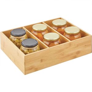<b>Bamboo</b> Storage Box Divided Rectangle Food <b>Container</b> With Lids For Kitchen Use - Product Image 1