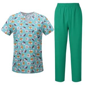 Top di alta qualità con stampa di animali multicolori da donna Scrub uniformi set di Scrub <span class=keywords><strong>medici</strong></span> frub Scrub medico uniforme da <span class=keywords><strong>lavoro</strong></span> da laboratorio di infermiere - Product Image 5