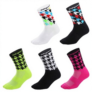 Custom Sorority Crew Socks Spandex Nylon Knitted Houndstooth Letter Pattern High Crew Style OEM Manufacturer - Product Image 3