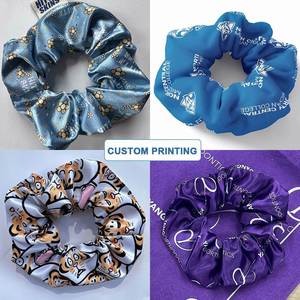 Anneaux à cheveux en satin personnalisés, anneaux à boucler personnalisés, motif logo personnalisé, anneaux à boucler, scrunchies XL - Product Image 2