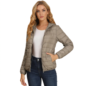 <b>Lightweight</b> <b>Women</b> Puffer <b>Jacket</b> <b>with</b> <b>Hooded</b> Collar Breathable Fabric Functional Front Zipper and Winter Ready - Product Image 1
