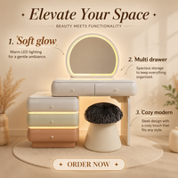 Nouvelle Grande Coiffeuse avec Miroir et Rangement, Meuble de Chambre à Coucher, Table de Maquillage avec Lumières LED, Tiroirs Colorés, Meilleure Vente pour la Maison