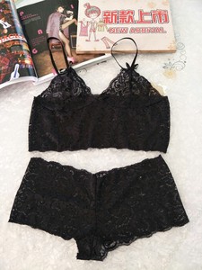 Ensemble de lingerie sexy trois points en dentelle avec bretelles fines, style tendance - Product Image 5