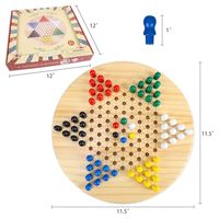 Jeu de société familial classique en bois avec billes colorées, jeu de dames chinoises en bois pour enfants et adultes
