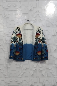 Chaqueta suzani tie dye con bordado Suzani, chaqueta larga para mujer, estilo bohemio, gitano, crewel, ideal para primavera, festivales, regalo especial. - Product Image 5