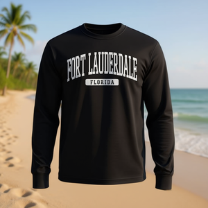 Camiseta de manga larga de Fort Lauderdale, Florida, diseño minimalista, recuerdo de la playa - Product Image 3