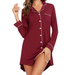 <span class=keywords><strong>Camicia</strong></span> da <span class=keywords><strong>Notte</strong></span> di Alta Qualità per Donne, Lussuosa in Bambù Morbido, Scollo a V, Manica Lunga, Stampa 3D, Traspirante, Vita Elastica - Product Image 5