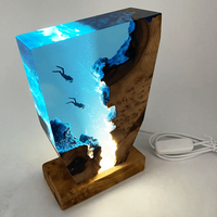 Lampe en résine époxy faite à la main pour la décoration intérieure, veilleuse de plongeurs, lampe de table micro-paysage, ornement unique, meilleurs cadeaux pour amis
