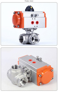 Válvula de Bola Neumática DN40 de 1.5 Pulgadas, Tres Vías, Puerto en L/T, 1000 WOG, Rosca NPT Alta, SS304 - Product Image 2
