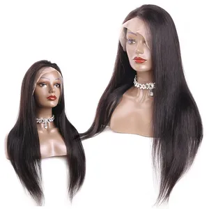 Real Swiss Lace Mink Straight Lace Front Wig 100% Unprocessed Malaysian Human Hair Long Straight Wigs Full Head