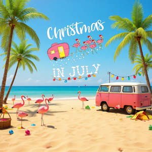 T-shirt de Noël en juillet rose flamant rose pour campeurs - Product Image 3