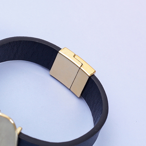 Fashion Minimalist Gold-Tone Oval Accent PU Leather <strong>Bracelet</strong> for <strong>Women</strong> with <strong>Magnetic</strong> Clasp - Edgy Elegance for Modern <strong>Women</strong> - Product Image 5