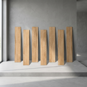 Baldosas de porcelana multicolor de 200x1200 mm con aspecto de madera mate para pisos y paredes, superficie rústica con grabado. - Product Image 3