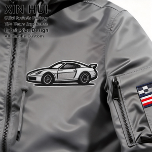 Premium PU <b>Leather</b> Winter <b>Long</b> Hooded Bomber <b>Jacket</b>-Men's Custom Logo Casual Windbreaker Zipper Closure OEM Service Wholesale - Product Image 3