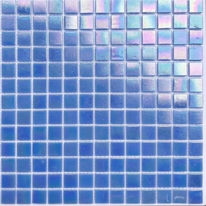 Menjual Ubin Mosaik Kaca Kristal Warna Hijau Berlapis Biru, Ubin Kolam Renang Hot Melt, Ubin Kolam Renang Persegi Biru Iridescent - Product Image 5
