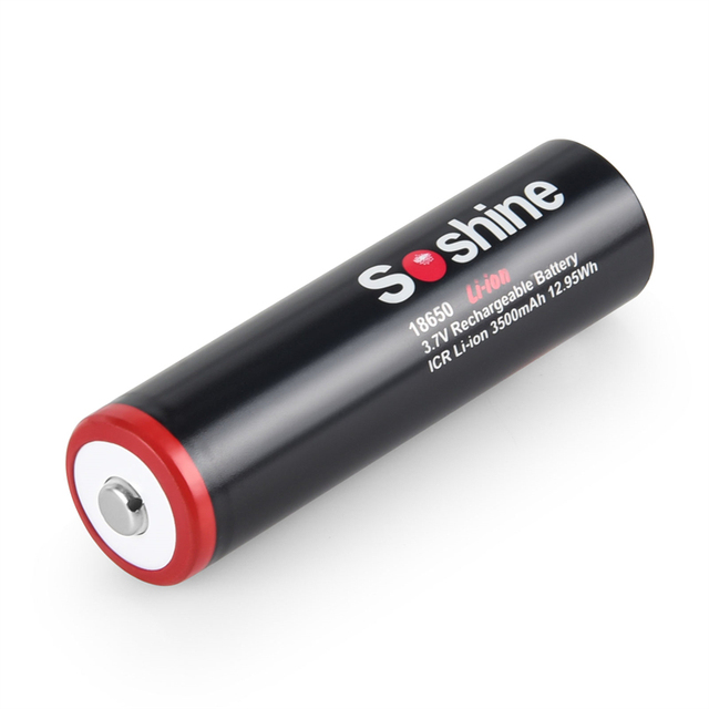 Soshine 18650 Rechargeable Battery 3.7V 3500mAh Recharge Li-ion Battery with Button Top