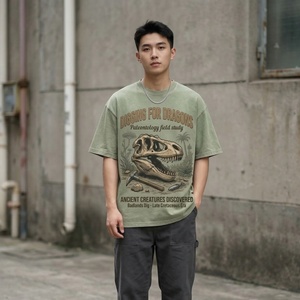 เสื้อยืดผู้ชายสไตล์วินเทจ ล้างสีแบบวินเทจ ผ้าคอตตอนหนา 100% ทรงโอเวอร์ไซส์ สตรีทแวร์ พิมพ์ลายกราฟิกโลโก้กีฬา ราคาประหยัด - Product Image 1