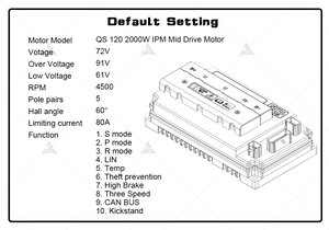 Kit de conversion de voiture sans balais QSMOTOR 205 3000W V3 72V 80KPH, état neuf, contrôleur EM100sp, moteur de roue, motos - Product Image 1