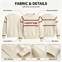Pull en coton personnalisé avec logo pour femme, col rond de haute qualité, style preppy rétro, haut jacquard, tendance printemps-hiver