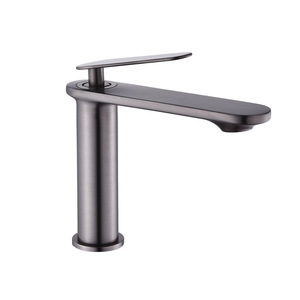 Grifo monomando para lavabo con válvula cerámica, montaje en encimera, un solo orificio, de latón, color gris bronce - Product Image 2