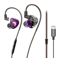 Écouteurs intra-auriculaires filaires Lafitear LD4 avec interface Type-C 3,5 mm pour téléphones mobiles