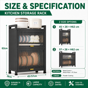 Mueble de Cocina de Acero al Carbono de Doble Capa, Resistente y Antipolvo, <span class=keywords><strong>para</strong></span> Encimeras de Cocina y Espacios Pequeños - Product Image 4