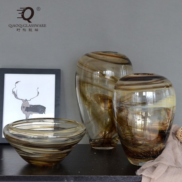Creative European-style Colored Glass Vases Geometric Handcrafted Home Decoration Items
