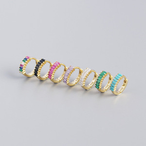 YHE0198 925 Sterling Silver Earrings Bán Buôn Mạ Vàng Bông Tai Luxy Màu Xanh Lá Cây Màu Xanh Hồng Đen Đầy Màu Sắc CZ Jewelry Phụ Nữ 2021 - Product Image 3