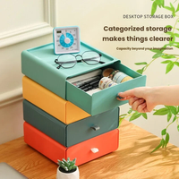 Caja de Almacenamiento de Escritorio PP, Material Reforzado, Gran Capacidad, Organizador Apilable Multiusos para Oficina y Hogar