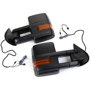 Towing Power Heated LED Amber Signal Lamp Side Mirrors Pair For 99-02 Silverado Sierra Manual Fold Side View mirror