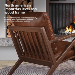 Fauteuil de salon nordique en bois massif avec dossier inclinable, style moderne vintage pour la maison, le bar, les loisirs, le salon et le balcon - Product Image 5
