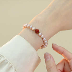 Pulsera de ágata Nanhong con perlas naturales de agua dulce de color rosa púrpura 400g - Product Image 2