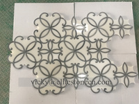 Mosaïque de marbre motif marguerite au design moderne, mosaïque de marbre mélangée, mosaïques de marbre découpées au jet d'eau pour salle de bain, cuisine, hôtel, projet de villa