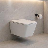 WC mural suspendu moderne avec réservoir encastré, cuvette carrée en céramique, équipement sanitaire gain de place pour salle de bain