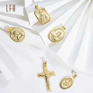 จี้ทองคําแท้ 18k ข้ามเหรียญมหัศจรรย์ จี้พระแม่มารี oro จี้ทางศาสนาต้นฉบับ 18k เครื่องประดับทอง 18k แท้ - Product Image 1