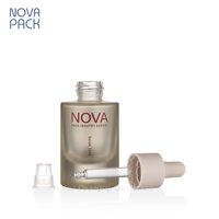 Flacon compte-gouttes en verre dépoli beige coloré 15ml 20ml 30ml bouteilles en verre à fond épais emballage de sérum bouteille de soins de la peau avec essuie-glace