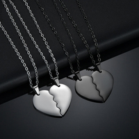 Collier puzzle en acier inoxydable pour couple, bijoux de la Saint-Valentin, collier en forme de demi-cœur brisé en or pour homme et femme