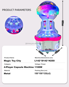 JiSun <strong>Magic</strong> Toy <strong>City</strong> Four Player Capsule Toy Machine Large Transparent Dome 1100W LED for Game Center Mall - Product Image 2