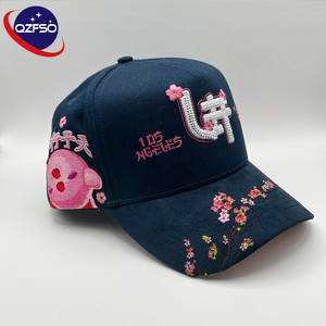 QZFSO Custom 5-Panel Cotton Anime 3d Embroidered <b>Hat</b> Rhinestone Unisex Baseball Cap with Raindrop Flower Design Logo - Product Image 1