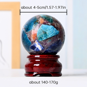Wholesale Natural Healing Stones Blue Apatite Sodalite Sunstone Spliced <b>Crystal</b> <b>Ball</b> Sphere for Decoration - Product Image 2