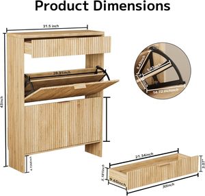 <span class=keywords><strong>Mueble</strong></span> Zapatero Moderno de Madera Ecológico y Ahorrador de Espacio <span class=keywords><strong>con</strong></span> 2 Puertas y 1 Cajón <span class=keywords><strong>para</strong></span> Sala de Estar - Product Image 3
