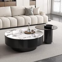 Table basse moderne italienne de luxe en marbre avec rangement, plateau rond en pierre, table à thé pour salon