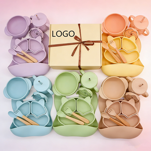 Ensemble d'alimentation pour bébé en gros : Bavoirs, bols, assiettes, cuillères et tasses en silicone non toxique, adaptés aux nourrissons - Product Image 1