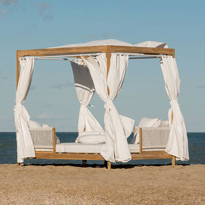 Nordic teak समुद्र तट डेबेड वाटरप्रूफ पूल के साथ टक आउटडोर फर्नीचर सेट गार्डन चेज़ सोफा बुना हुआ रस्सी समुद्र तट - Product Image 2