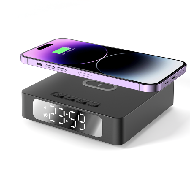 All-in-One Wireless Charger Alarm Clock Multi-Function 15W Fast Charging Station Safe Charger