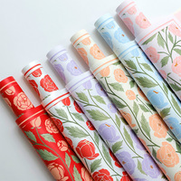 Kertas Pembungkus Bunga Mewah Gaya Taman Mawar Korea, Kertas Pembungkus Buket Bunga Tahan Air untuk Florist